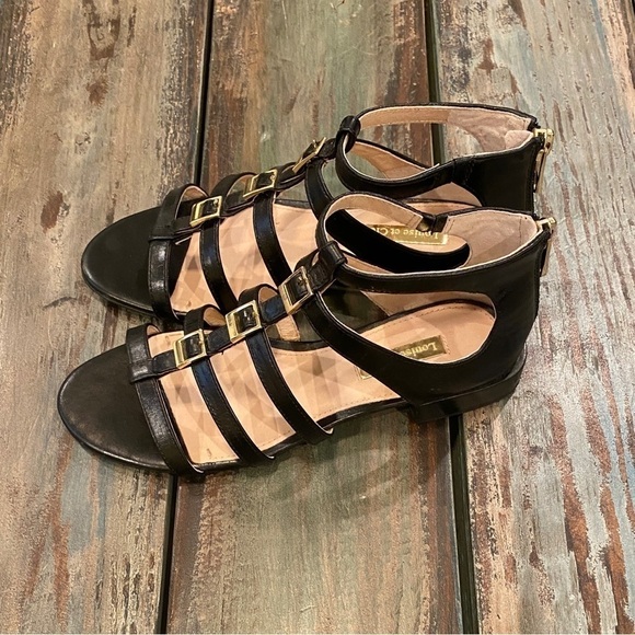 Louise Et Cie Lo-Arely Gladiator Sandals Black Buckled Leather Strappy Zip Sz 5 - Picture 8 of 10